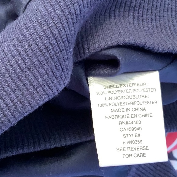 Love, Fire girls navy satin bomber style jacket in size medium - Picture 8 of 9